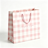 Sac en papier kraft haut de gamme écologique personnalisé avec logo imprimé, épais, pour cosmétiques, avec ruban gaufré, pour magasin de vêtements