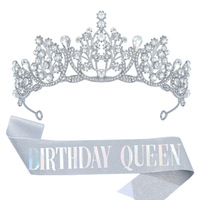 HLC vente en gros grand concours anniversaire fille imprimé ceinture perle CZ strass diadème mariée coiffure papillon diamant couronne bandeau
