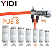 YIDI PU PG Air Plastique Égal Droit Pneumatique Rapide Tuyau Push-In Union Raccords Connecteur Caoutchouc Nitrile Métal 1.5MPa 10mm 8mm
