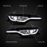 12V 35W 4600 Lumens LED Headlamp for Chevrolet Camaro SS 2018-2022 Smoked Black Housing L Shape DRL for Camaro SS Headlights