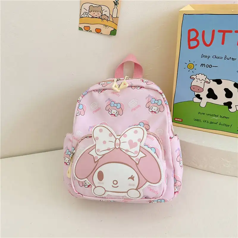 Mochila de dibujos animados Sanrioed para niños Kulomi Melodi, bolsas de viaje de nailon, mochila escolar para jardín de infantes, mochila de Anime KT Cat Cinamorol