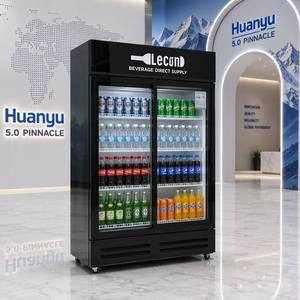 Réfrigérateur vertical <span class=keywords><strong>noir</strong></span> pour boissons, vitrine réfrigérée avec porte coulissante en verre, congélateur pour boissons froides pour supermarché - Product Image 1