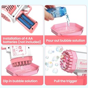 Pistola de Burbujas Bazooka de Plástico ABS con Luces LED, 69 Agujeros, Juguete de Verano para Exteriores, Venta al Por Mayor Unisex - Product Image 4
