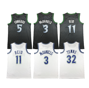Nouveaux maillots de basketball cousus pas chers 2026 – 5 Edwards, 3 McDaniel, 11 Reid, 27 Gobert, 32 Towns - Product Image 3