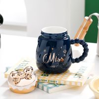 Haute beauté jus de noël tasse à boire avec couvercle poignée tasse cadeau de noël créatif café tasse en céramique