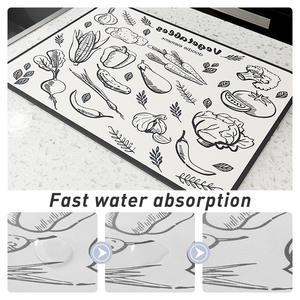 Tapis de comptoir de cuisine moderne rectangulaire en PVC absorbant l'eau et à séchage rapide pour vaisselle, tasses, bols, assiettes, set de table - Product Image 4