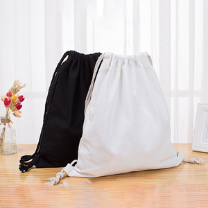 Mềm trắng hữu cơ bông vải Ba lô Dây Kéo Túi biểu tượng tùy chỉnh - Product Image 2