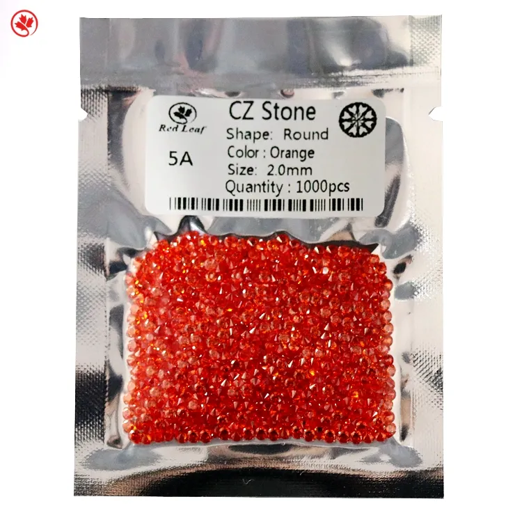 Redleaf रत्न 5a घन zirconia कीमत नारंगी रंग जिक्रोन रत्न गोल आकार पत्थर जेड हीरा