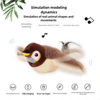 Jouet pour chat électrique, jouet en peluche réaliste pour animaux de compagnie, jouet interactif pour chat, rechargeable, oiseau qui bat des ailes, moineau