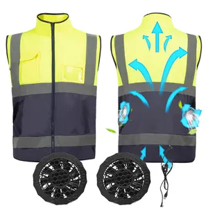 Personnalisation d'usine HI VI ventilateur veste de refroidissement vêtements de sécurité réfléchissants air conditionnel travail porter gilet réfléchissant