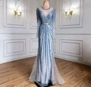 2022 Plus Size Frauen Abendkleid Langarm Slim Solid Color Elegantes Kleid Großhandels preis Abend für Frauen