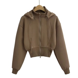 100% <span class=keywords><strong>felpa</strong></span> da <span class=keywords><strong>donna</strong></span> in puro cotone a <span class=keywords><strong>maniche</strong></span> <span class=keywords><strong>corte</strong></span> a vita stretta personalizzabile <span class=keywords><strong>felpa</strong></span> con cappuccio staccabile - Product Image 4