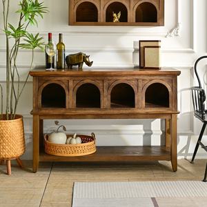 Console de rangement INNOVA Home de style américain avec étagère cintrée en bois antique pour salon, entrée, hôtel, appartement, décoration - Product Image 1