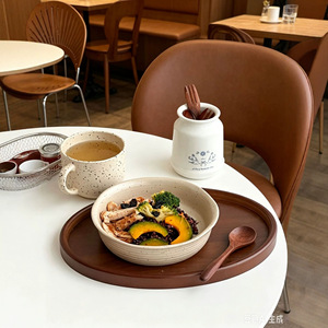 Bol à repas léger en spirale, motif éclaboussures rétro Wabi-sabi, bol à pâtes coréen Instagram-worthy, bol à salade de yaourt, faible en gras, finition mate - Product Image 3