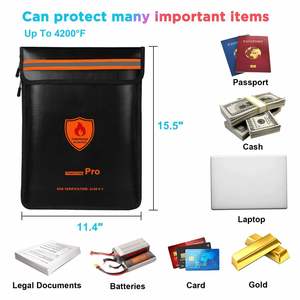 CUSTOM Upgraded Fireproof Multi-Layer Storage <b>Bag</b> Black Insulated Zippered <b>Document</b> <b>Bag</b> - Product Image 6