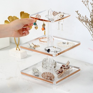 Organisateur <span class=keywords><strong>de</strong></span> bijoux rectangulaire transparent à 3 niveaux en <span class=keywords><strong>plastique</strong></span> PS injecté, type commode, pour bagues et bracelets - Product Image 2