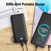 Banco de Energía Portátil Ultra Delgado con Logotipo Personalizado, 10000 mAh, Li-Polímero, Doble USB Tipo-C, Enchufe de CA, Cable Integrado, Carga Rápida PD 22.5W
