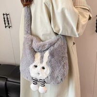 Sac bandoulière en peluche pour femme, nouvelle collection haut de gamme, tendance automne/hiver, fermeture magnétique, motif dessin animé, avec empiècements
