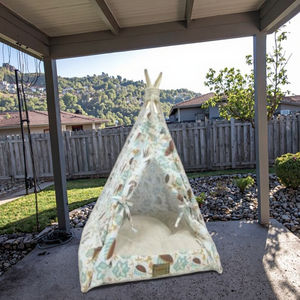 Meiweipet Großes Plüsch-Hunde bett Quadratisches helles Blumenmuster Zeltform Anti-Rutsch-Katzen schlafs ofa für Hunde und Katzen - Product Image 2