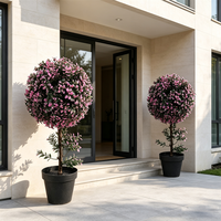 Arbre topiaire artificiel à boule unique en pot, plante de verdure en faux buis pour l'aménagement paysager extérieur et intérieur, jardin, villa, hall d'hôtel