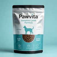 Sachet Doypack économique en PE de qualité alimentaire pour aliments pour animaux, anti-poussière, avec encoche à déchirure facile, pour snacks pour animaux, emballage pour étagères de supermarché