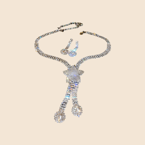 יהלום יוקרתי לנשים כוכב לב בצורת פרפר בצורת רינסטון בצורת טיפה תליון עגילי שרשרת תכשיטים מעוצבים בהשראת סטים - Product Image 4