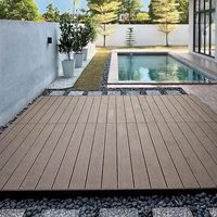 Kit complet de terrasse extérieure carrée moderne Everwall, planches de terrasse en composite WPC durables, emboîtables et imperméables