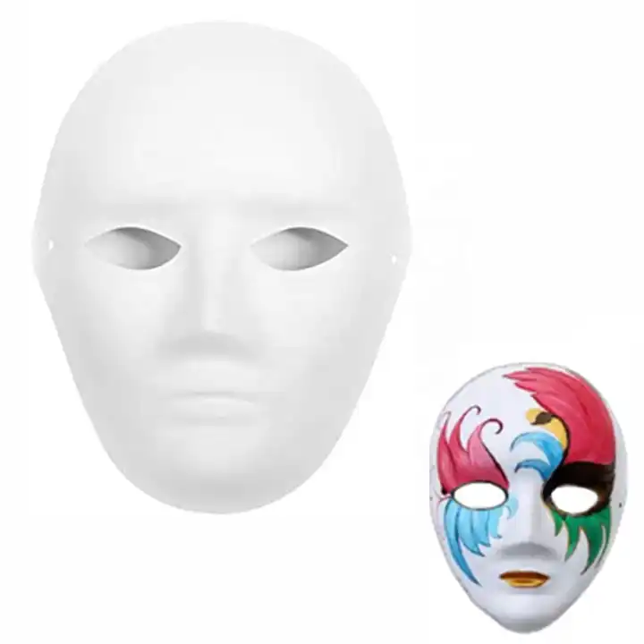 Mens Unpainted Masquerade Mask Plastic Blank Mask Halloween White