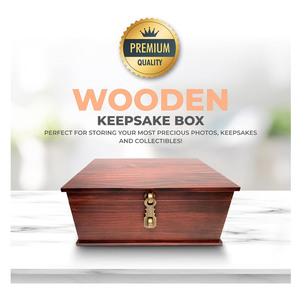Wooden Keepsake <b>Box</b> Rectangular Solid Wood Covered <b>Storage</b> <b>Box</b> For <b>Photos</b> And Collectibles - Product Image 1