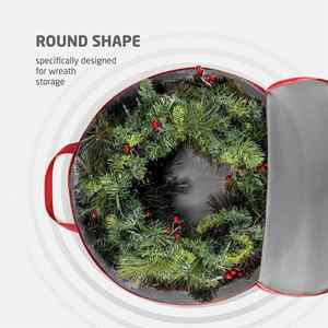 Sac de rangement pour couronne de Noël en Oxford 600D imperméable de 24 pouces rond pour couronnes de Noël artificielles - Product Image 4