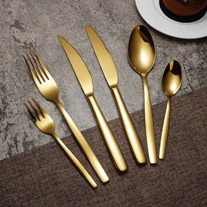 Gran oferta, juego de cuchara y tenedor de cuchillo de lujo para restaurante, 6 uds., cubiertos de plata, juego de cubiertos de acero inoxidable - Product Image 1