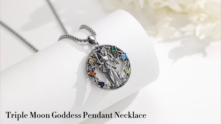 Merryshine 925 Sterling Silver Amulet Wicca Pagan Triple Moon