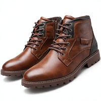 Chaussures pour hommes du Bangladesh en cuir véritable, bottines à lacets, bout rond, semelle en caoutchouc antidérapante, chaussures tendance automne, chaussures épaisses, OEM