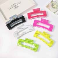 Grandes pinces à cheveux rectangulaires à pois de 10,5 cm, imprimées UV, couleur néon, pour femmes, accessoires à motif rétro