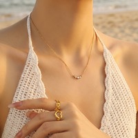 Chaînes de cou en acier et or tendance, collier en acier inoxydable avec pendentif incrusté de zircon, accessoires brillants pour un glamour quotidien TGXL14710
