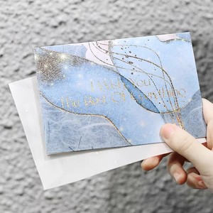 Tarjetas de Felicitación Plegables con Lámina Dorada, Elegantes y Minimalistas, de <span class=keywords><strong>la</strong></span> Serie Bendiciones en <span class=keywords><strong>la</strong></span> Luz - Product Image 1