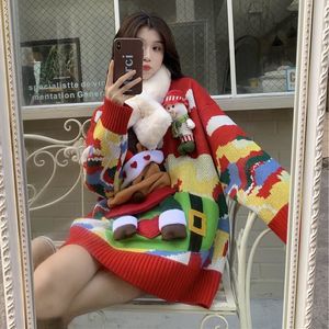 OEM ODM 3D Elk <span class=keywords><strong>Pull</strong></span> Pulls Personnalisé Acrylique Couple Femmes Lâche Épais Vintage <span class=keywords><strong>Moche</strong></span> Noël Haut En Tricot - Product Image 1