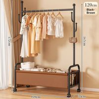 Porte-vêtements simple antirouille à double barre avec crochets, gain de place, pour chambre à coucher, rangement de manteaux