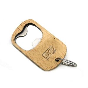 <b>Custom</b> <b>Dog</b> <b>Tag</b> Bottle Opener Keychain - Wooden Beer Opener for Promotional Gifts - Product Image 1