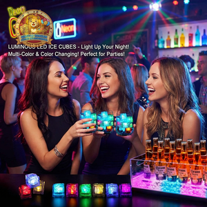 Светящиеся кубики льда для вечеринок, разноцветные светодиодные кубики льда с изменяющимися цветами, водонепроницаемые, многоразовые, для бара, дня рождения, свадьбы - Product Image 1