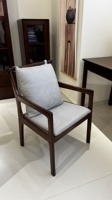 Fauteuil rembourré en bois massif, chaise de salle à manger moderne, coussin amovible, coussin confortable |   Utilisation dans le salon, la salle de bain, le restaurant