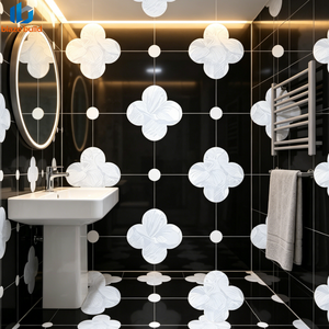 Oferta 2026: Baldosa de Porcelana Blanca y Negra <span class=keywords><strong>con</strong></span> Diseño Floral 3D Tallado de 800x800mm <span class=keywords><strong>para</strong></span> Piso de Baño - Product Image 3