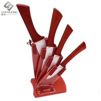 Ensemble de 5 couteaux de cuisine en céramique de haute qualité, directement de l'usine, avec manches ambidextres et lames polies, support en acrylique