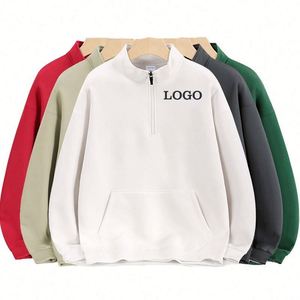 Service OEM d'usine : Sweat à capuche uni zippé personnalisé en polaire 700 g/m² pour homme, manches classiques, automne-hiver - Product Image 1