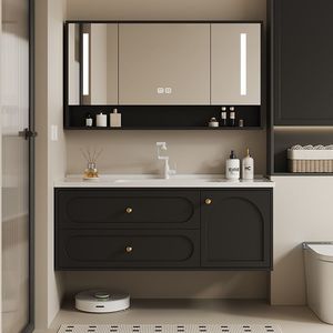 Meuble de salle de bain intégré en céramique, design français, avec lavabo intelligent intégré - Product Image 3