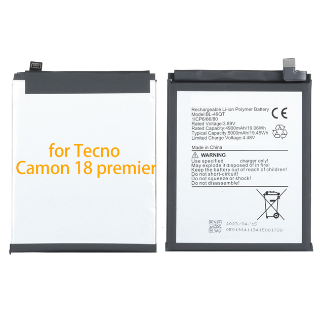 5000mAh Mobile Cell Phone Lithium Battery Rechargeable for Tecno Camon 18 Premier BL-49QT