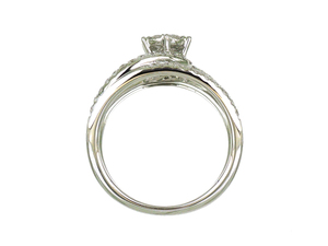 18K White Gold Double Band Cluster Diamond Ring Pave Shank Luxury Engagement Ring <b>Women</b> Jewelry - Product Image 3