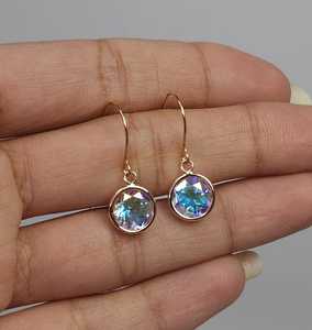 Pendientes Colgantes de Lágrima con Bisel de Oro de 14K y Topacio Místico Mercury Mist - Regalo Delicado para Bodas y Fiestas - Product Image 1