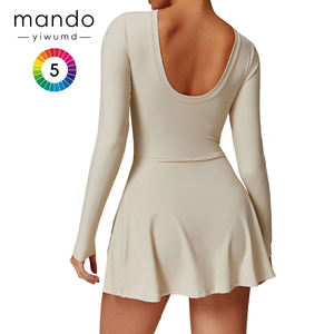 ชุดกีฬาคอกลมแขนยาวสำหรับผู้หญิงชุดเล่นเทนนิสด้านหลังทรงลึกเซ็กซี่ดีไซน์ปม - Product Image 2