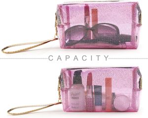 Sac de toilette transparent en PVC personnalisé pour filles et femmes, sac en PVC transparent avec fermeture éclair, sac de maquillage scintillant pour voyage - Product Image 2
